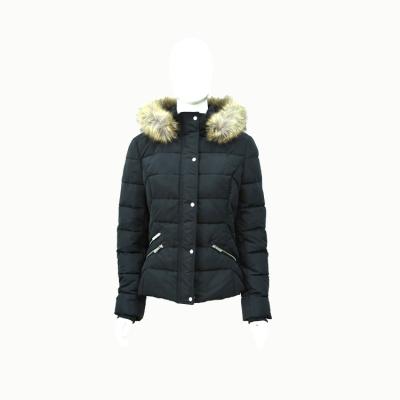 China Latest Viable Designs Custom Ultra Light Down The Hood Padding Thick Slim Fit Black Women's Jacket And Fur Women's Black STRIPPER Jacket Woman Winter for sale