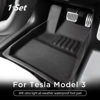 China All-season Clean/Waterproof Suitable/Easy/Anti-slip For Tesla Model 3 Car Floor Mat Waterproof Non-slip Strip XPE Modified Car Accessories 3Pcs/Set Fully Surrounded Special Foot Pad for sale