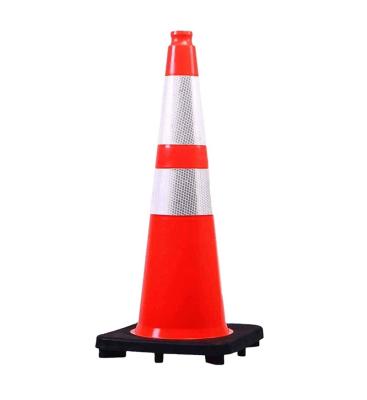 China Orange Pvc 28inch PVC Traffic Cones , Black Base Construction Road Parking Cone for sale