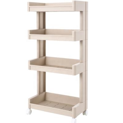 China GCG Shelf Slide Sustainable Plastic Galley Storage Tower 3 Tier Rolling Corner Utility Cart for sale