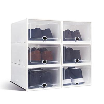 China GCG Viable Wholesales Plastic Drop Front Box Clear Shoe Box, Shoe Storage Box for sale