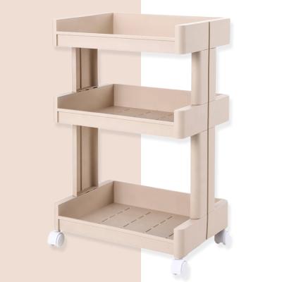 China GCG Rolling Multifunctional Rolling Serving Cart For Kitchen Home Bathroom Stable Plastic Storage Trolley for sale