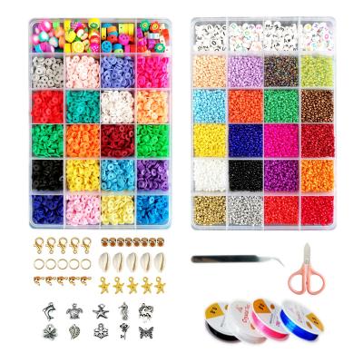 China Jewelry Making 4mm Glass Beads Letter And Smiley Face For Jewelry Making 24 Color 6mm Flat Polymer Heishi Kit With Pendants for sale