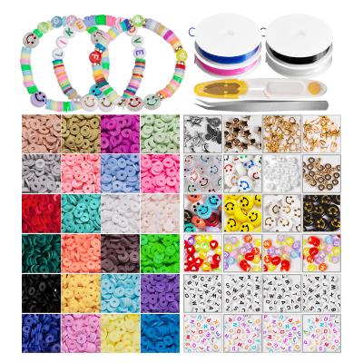 China Jewelry Making DIY Polymer Clay Beads Jewelry Making Flat Round Bohemia Clay Bead Bracelet Making Kit For Jewelry Making for sale