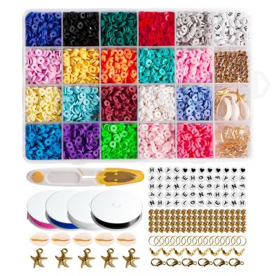 China Jewelry Making Kit Custom Flat Round Polymer Clay Beads For Jewelry Making Earring Diy Clay Beads Colorful Bracelets Necklace Polymer Kit for sale