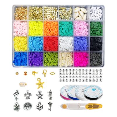 China Jewelry Making DIY Craft Letter Beads Polymer Clay Beads For Jewelry Making Kit Bohemia Bracelet Necklace Accessories Spacer Flat 6mm Heishi for sale