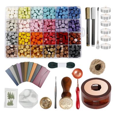 China Eco-Friendly Material Customize Stamp Kit Sealing Wax Beads Wax Seal Set With Envelope Wax Seal Stamp for sale