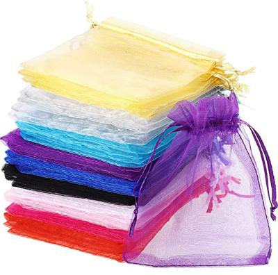 China Eco-friendly material ready to ship sheer organza pouch bag organza drawstring gift bags packaging for jewelry for sale