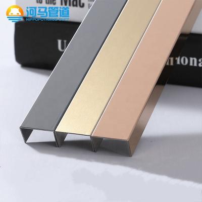 China 304 Modern Black Titanium Profile Stainless Steel Decoration Wall Finish Mirror Brick U Junction Panel From China for sale