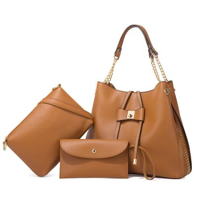 China Wholesale Custom Water Resistant Ladies Handbags Set Fashion Women PU Leather Shoulder Tote Bag With Purse for sale