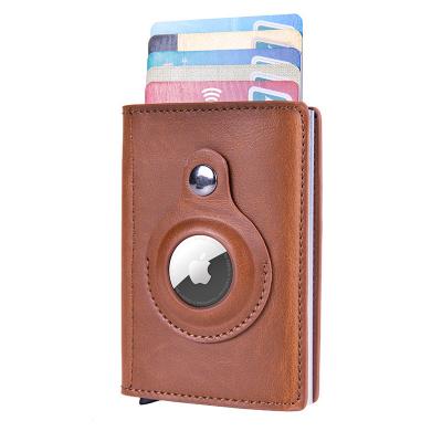 China Wholesale Custom 2022 RFID Air Tag RFID Blocking Automatic Slim Wallet PU Airtag Credit Cards Case Wallet Leather Holder for sale