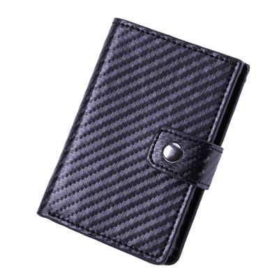 China Minimalist Carbon Fiber Men's Wallet RFID Blocking Automatic Slim Credit Card Holder Wallets for Men Leather Case for sale