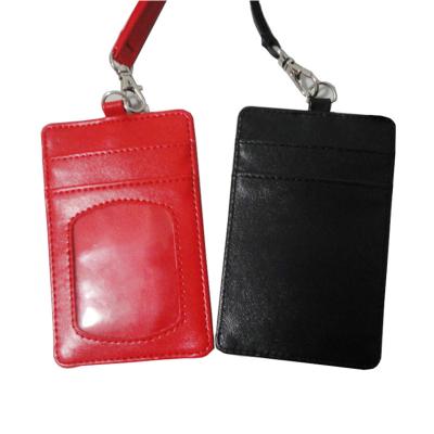 China Custom Leather Fashion Business Name Card Badge Holder PU ID Card Holder for sale