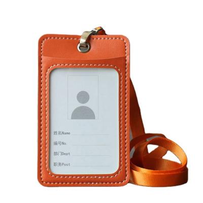 China Beautiful Fashion Neck ID Card Holder Leather Lanyard With Card Holder for sale