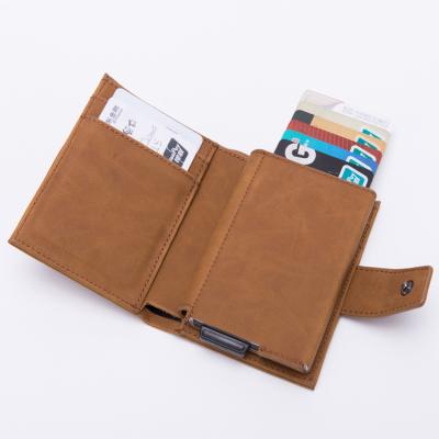 China Top Grade Design Crazy-Horse Leather Men's Card Holder RFID Blocking Wallet for sale