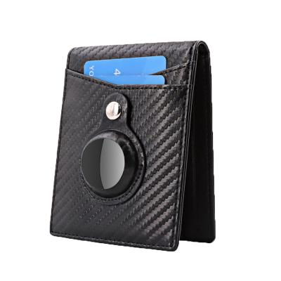 China 2022 NEW Customized RFID Men's Leather RFID Blocking Credit Card Holder Money Clip Wallet With Airtag for sale