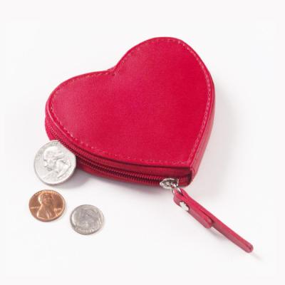 China Fashion Customized Logo Design Cute Red Heart Shaped Zipper PU Leather Coin Bag for sale