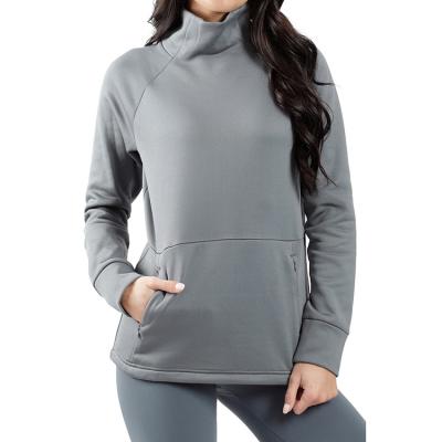 China Gray Color Casual Knitted Cozy Pullover Women's Crew Neck Breathable Sweatshirt for sale