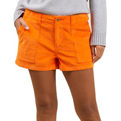 China 2022 Anti-wrinkle fashion simple women's corduroy orange soft high waisted stretch shorts for women for sale