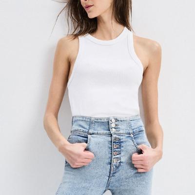 China Lady Round Neck White Tank Top Breathable Wholesale Hot Selling Camisole Cotton Slim Fit Vest For Women for sale