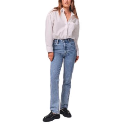 China 2023 new trend hot sale blue straight women's other high waist jeans simple fashion simple loose sexy stretch for sale