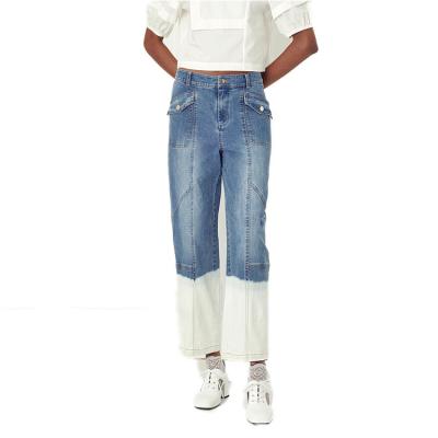 China Color Fade Proof Summer 2022 stylish wash loose blue and white women's jeans and simple women's high-waisted jeans for sale