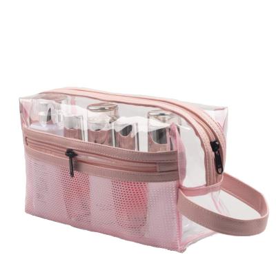 China Fashion transparent PVC cosmetic bag clear travel pouch makeup bag with zipper for travel for sale