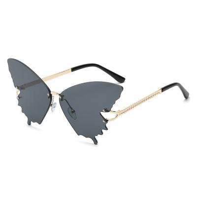 China European and American rimless butterfly metal frame women's 3498 sunglasses for sale