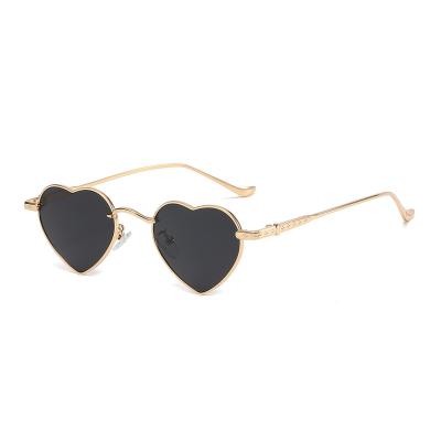 China Punk 925 unisex outdoor colorful fashion metal frame metal heart peach sunglasses punk men and women glass for sale