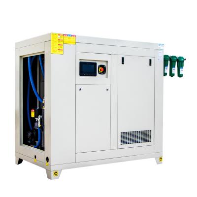 China Lubricated 22KW 30HP P.M. VFD Inverter Rotary Screw Air Compressor With Air Dryer For CNC Machine for sale