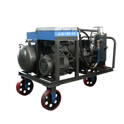 China Julux Lubricated OEM 220V 13Bar 20HP 60 CFM Open Type Wheelbarrow Screw Air Compressor With Air Tank for sale