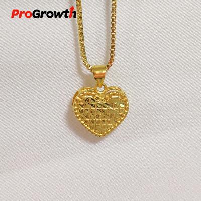 China Titanium Gold Plain Heart Brass Necklace Fashionable Gold Pendant Matching PB100008TG for sale