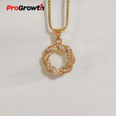 China FASHIONABLE Zircon Garland Flower Pendant Champagne Plated Necklace Collocation PB100015WC for sale