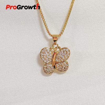 China FASHIONABLE Zircon Pendant Champagne Plated Butterfly Necklace Collocation PB100016WC for sale