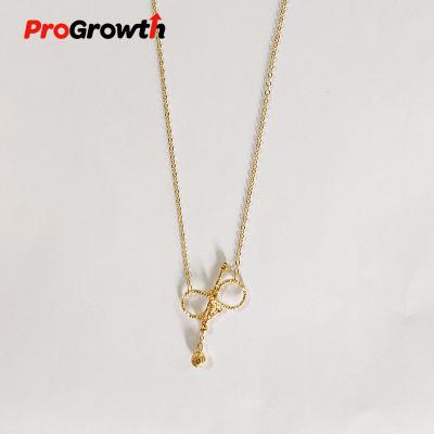 China Trendy Gold Plated Brass Jewelry Pendant Trendy Titanium Bowknot Knot O-Shape Chain Jewelry Ornaments NB00019TG for sale