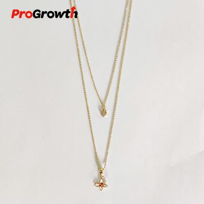 China Fashionable champagne plated brass jewelry pendant ornaments NB00022WC TRENDY double layer necklace lasso flower heart O-shape chain for sale