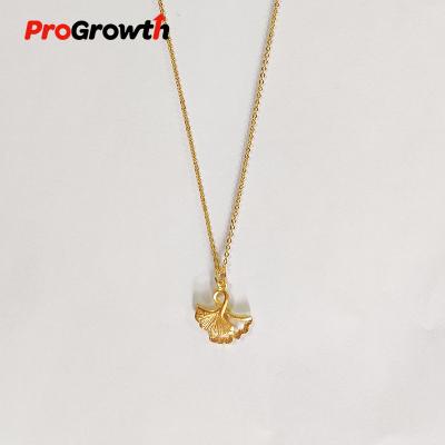 China New Arrival CLASSIC Titanium Gold Plated Brass Jewelry Pendant Necklace Ginkgo Leaf O-shape Chain Jewelry Ornaments NB00018TG for sale