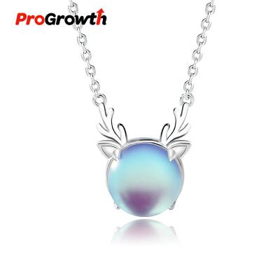 China FASHIONABLE Moonstone Antler Necklace Christmas Winter Elk Elk Forest Chain Silver Chain NS10028P for sale