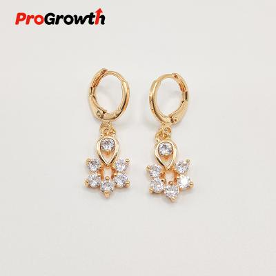 China TRENDY Water Drop Flower Charm Earrings With Zircon Champagne Plated Jewelry Ornaments EB20051WC for sale