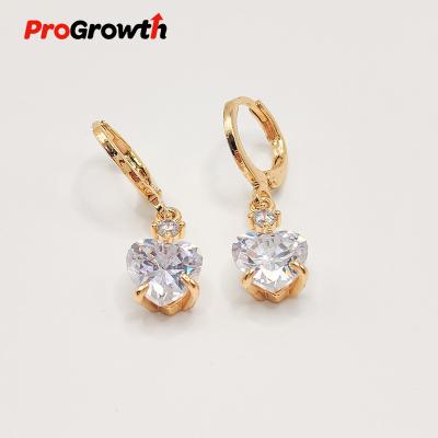 China TRENDY Heart Shape Zircon Inlay Charm Dangle Earrings Champagne Plated Jewelry Ornaments EB20052WC for sale