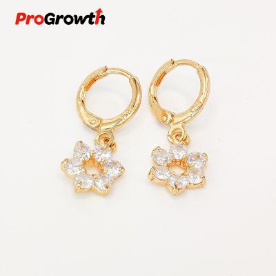 China TRENDY Flower Charm Dangle Earrings with Zircon Champagne Plated Jewelry Ornaments EB20054WC for sale