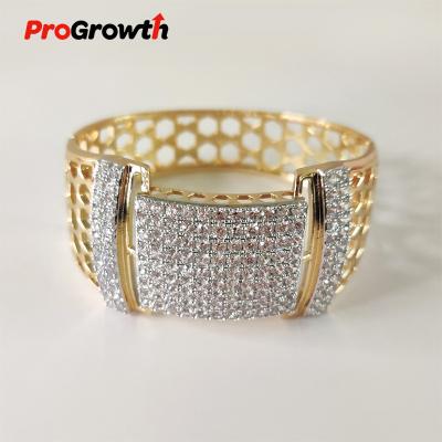 China FASHIONABLE Zircon bracelet rose gold bangle snap closure fashion hollow out large width jewelry ornaments wholesale for sale