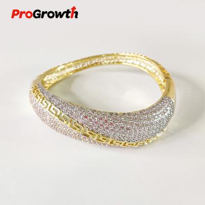 China Gold TRENDY Inlay Bangle Bracelet S Shape Zircon Snap Closure Fashion Personalized Jewelry Ornaments Wholesale for sale