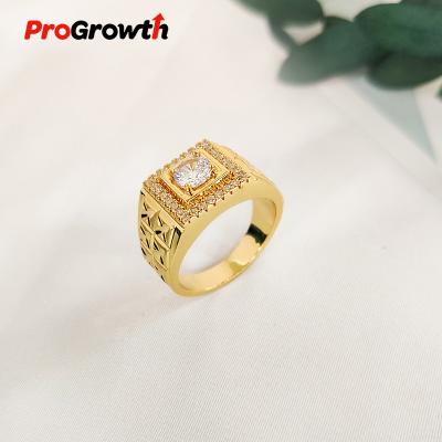 China CLASSIC Zircon Mens Ring Diamond Brass Gold Plated Square 24K Wide Ring Jewelry Wholesale RB300002WG for sale