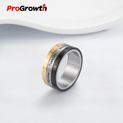 China Casual/Sports Rotating 3 Layers 3 Colors Mens Ring Date Ring Men's Titanium Steel Jewelry Wholesale RT30039 Arabic Numeral Accessories for sale