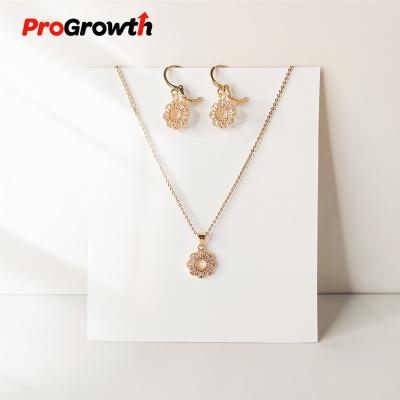 China FASHIONABLE Zircon Jewelry Set Champagne Sun Flower Necklace Charm Earrings O-Shape Chain S00101C for sale