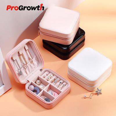 China PU Leather Simple Single Layer PU Jewelry Storage Box Creative Portable Jewelry Box Earring Necklace Ring Placement Bag for sale