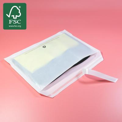 China Eco Friendly Fully Recycled Custom 40G Garment Clothing Glassine Pure Paper Mailer Bag For Clothes With Adhesive Stripe for sale