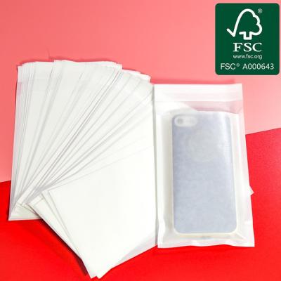 中国 Custom Printed Frosted Glassine Bags For Phone Case Keychain Packaging Bag Earphone Paper Bag Packaging 販売のため