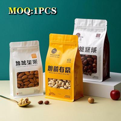 China Op maat gedrukte plastic zakken met platte bodem herbruikbare vochtbestendige voedselverpakking snoep koekjes snacks gravure/digitaal drukken Te koop